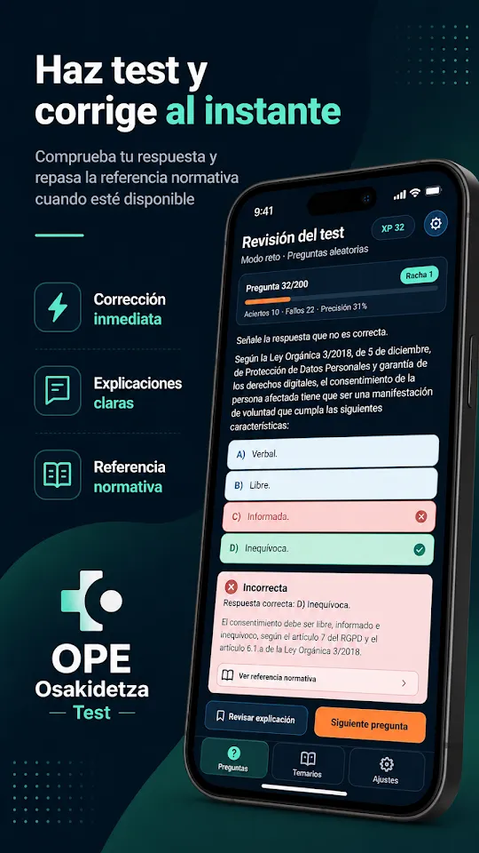Pantalla de OPE Osakidetza Test (captura 3)