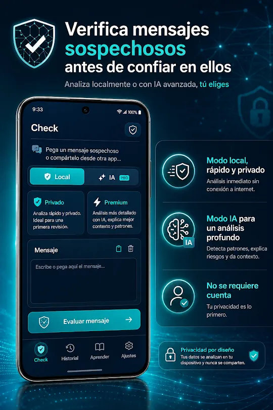 Pantalla de ScamSentry, app contra estafas (captura 1)