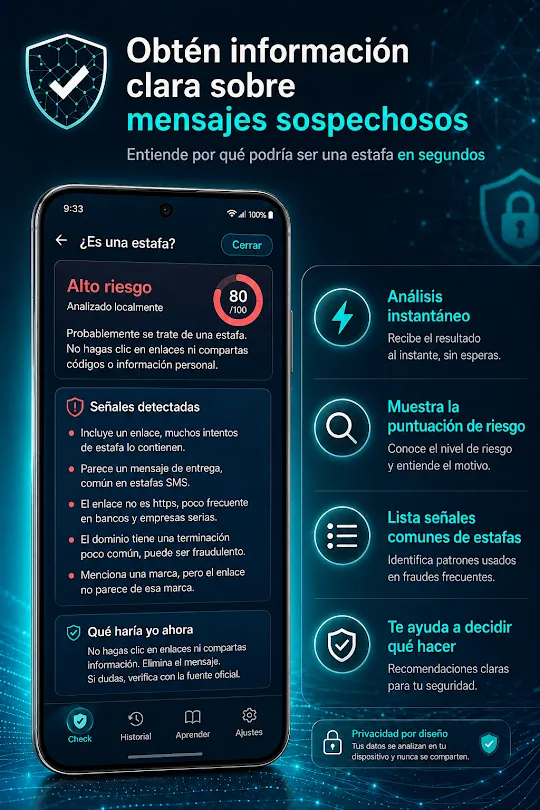 Pantalla de ScamSentry, app contra estafas (captura 2)