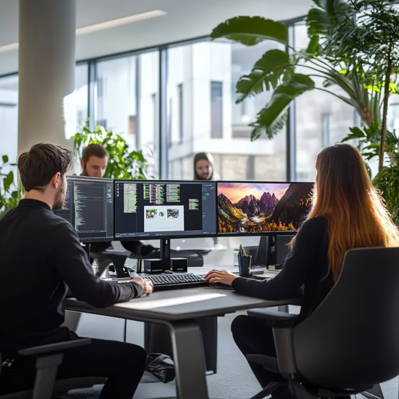 Workspace with a laptop and a phone during app development